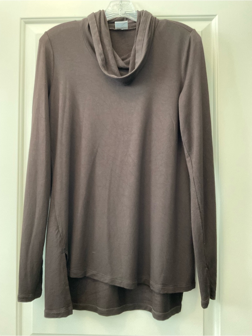 CAbi Brown Cowl Neck Long Sleeve Tee